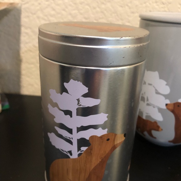 David’s Tea Set of 3 mug with lid and enpty cannisters for loose tea, brown bear - Picture 4 of 7